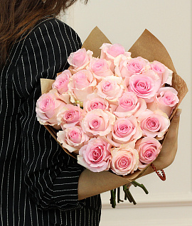 Букет из 21 розовой розы 50 см (Эквадор) premium